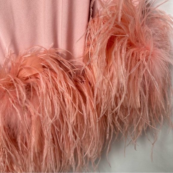 Vintage Pink Peignoir Boudoir Bedroom Jacket w/ Ostrich Feather Trim - Picture 3 of 9